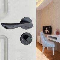 Black Solid Space Aluminum Door Locks Continental Bedroom Minimalist Interior Door Handle Lock Cylin