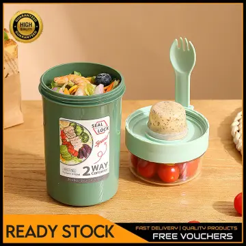 Breakfast Oatmeal Cereal Nut Yogurt Salad Cup Container Set With Fork Sauce  Cup Lid Bento Tuppers Food Taper Bowl Lunch Box