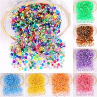 Flatback โปร่งใส AB เรซิ่น Glitter Rhinestones 2มม.-6มม. กาว Hotfix บนลูกปัด Bling เล็บ Strass เล็บอัญมณี Diy