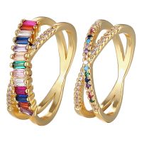 【CC】 Nidin Top Colorful CZ Fashion Engagement Wedding Band Jewelry 10 Styles