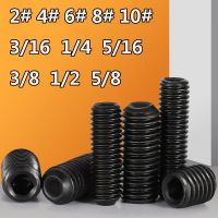 2 56 4 40 6 32 10 24 1/4 5/16 3/8 1/2 5/8 3/16 DIN916 Black Grade 12.9 Alloy Steel Hex Hexagon Socket Allen Cup Point Grub Screw