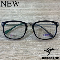 กรอบแว่นตา สำหรับตัดเลนส์ แว่นสายตา แว่นตา Fashion รุ่น Kangaroo 3095 สีดำตัดเงิน กรอบเต็ม ทรงรี ขาข้อต่อ วัสดุ Stainless Steel รับตัดเลนส์ทุกชนิด