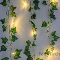 Hot 2M 20LED สีเขียว Leaf String ไฟประดิษฐ์ Vine Fairy ไฟแบตเตอรี่คริสต์มาส Garland Light สำหรับ ing Home Decor