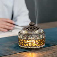 R Aromatpy Night Light Enamel Incense Burners Holder Buddhism Censer Plate Ceramic Lotus Crafts Home Decor Accessories