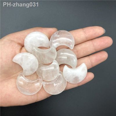 Cute Natural White Quartz Crystal Stone Moon Shaped Meditation Healing Polished Gifts Natural Quartz Crystals