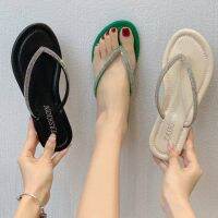 Flip-flops sand up outside wear sandals flip-flops female diamond 2022 fairy cool wind seaside holiday beach slippers