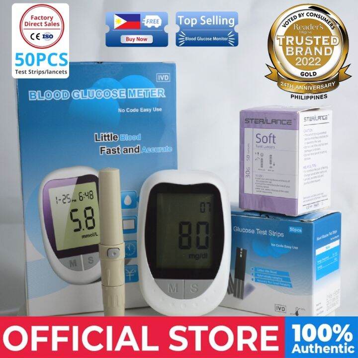 AUVON Blood Glucose Monitor Kit, Blood Sugar Test Kit with 50 Glucometer  Strips, 50 30G Lancets, 1 Lancing Devices