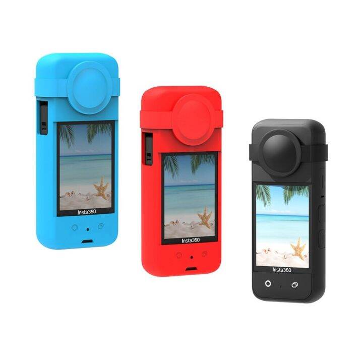 camera-silicone-case-for-insta-360-one-x3-panoramic-action-camera-dustproof-silicone-protective-anti-drop-case-blue