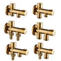 【YF】 G1/2 Golden One-in-two-out Three-way Angle Valve Dual Switch Control Multi-function Toilet Brass Triangle Valve Faucet