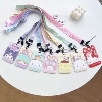 Sanrio Kawaii Card Holder Lanyard Slide Cover Kuromi Cinnamoroll ID Card Bank Card Photocard Hanging Neck Holder