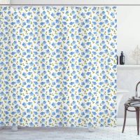 Abakuhaus Psychedelic Shower Curtain, Floral Bizarre Design Vintage Origins Leaves Paisley Pop Art Mandala Print, Cloth Fabric Bathroom Decor Set with Hooks, 78 Inches, Blue Yellow