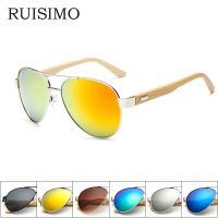 【LZ】☒  RUISIMO Bamboo pilot Sunglasses Men Wooden metal Women pilot Brand Designer Mirror Original Sun Glasses drive retro de sol