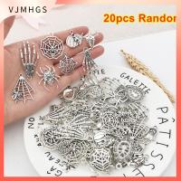 VJMHGS 20pcs Random สร้อยข้อมือ ทำเครื่องประดับ โลหะ ฟักทอง ผี จี้ โครงกระดูก กะโหลกศีรษะ เครื่องรางฮาโลวีน