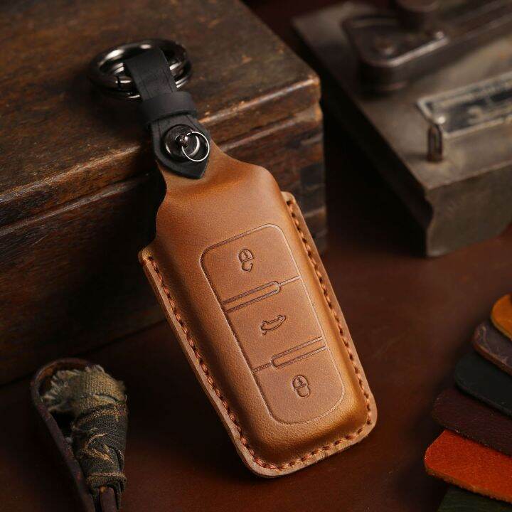 leather-car-key-case-cover-fob-keyring-accessories-for-volkswagen-vw-passat-cc-2008-b6-b7-keychain-holder-protective-shell-pouch