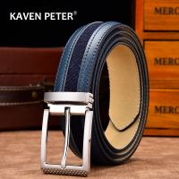 Leather Belt Campuran Kanvas Pria Tali Kualitas Tinggi Kulit Asli Mewah Pin Gesper Ikat Pinggang untuk Pria Rekreasi Baru Fashion