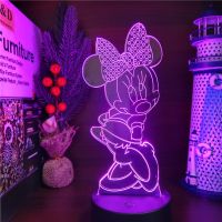 Disney Cartoon 3D Night Light Minnie Mickey Mouse Acrylic Touch Light 3D illusion Lamp Bedroom Decorative Table Lamp Child Gift Night Lights