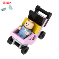 ของเล่นบล็อกตัวต่อไม้ม๊อคสำหรับเด็ก &amp; Kasur Stroller ของเล่นคอลเล็กชันเด็กของที่ระลึกของตกแต่งเลียนแบบบอยเกิร์ลซิตี้25128 33464