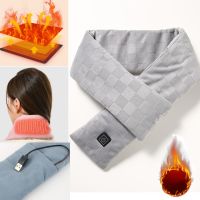 ✙ Winter Heated Scarf USB Men Women Heating Scarf Neckerchief Plush Collar Scarves Neck Warmer Rechargeable heated cotton scarves