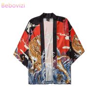 17 Style Tiger Printing Harajuku Japanese Fashion Kimono Women Men 2020 Cardigan Blouse Haori Obi Asian Clothes Samurai