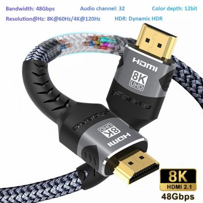 Chaunceybi 8K HDMI-Compatible Cable 4K 120Hz 8K 60Hz HDMI 2.1 48Gbps 3080 eARC HDR Video Laptop TV box PS5
