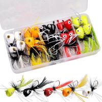 20Pcs Floating Fly Jig Fishing bait Kit Casting Foam Flying Popper Jigs head hooks For Bass Walleye Trolling jigging Lure Tackle