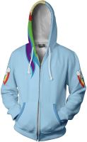 Wsysnl Rainbow Dash Anime 3D Cosplay Cardigan Zip Hoodie/Unisex Adult