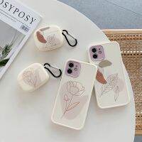 ซอง HF iPhone 11 12 AirPods Pro,เคสครอบป้องกันเลนส์แบบถอดออกได้ลายดอกไม้ใบไม้ศิลปะ TPU กันฝุ่นสำหรับ IPhone 12 Pro X XR