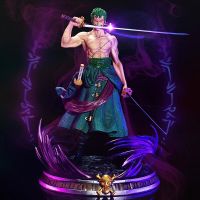 รูปปั้นขนาดใหญ่ GK Roronoa Zoro ภาพอนิเมะหนึ่งชิ้นสูง37ซม. รูปปั้นรูปแกะสลักจากพีวีซีรูปปั้นของสะสม