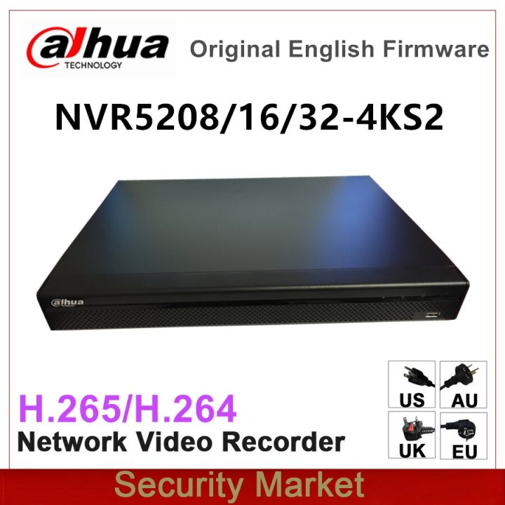 Dahua NVR5216-4KS2 NVR5208-4KS2ภาษาอังกฤษดั้งเดิม NVR5232-4KS2ช่อง8/16/32 1U 4K &amp; H.265 Pro เครือข่าย J44เครื่องบันทึกวีดีโอ
