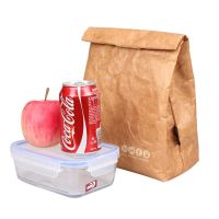 hang qiao shop6L Brown Kraft Paper Lunch Bag Reusable Durable Insulated Thermal Cooler Sack