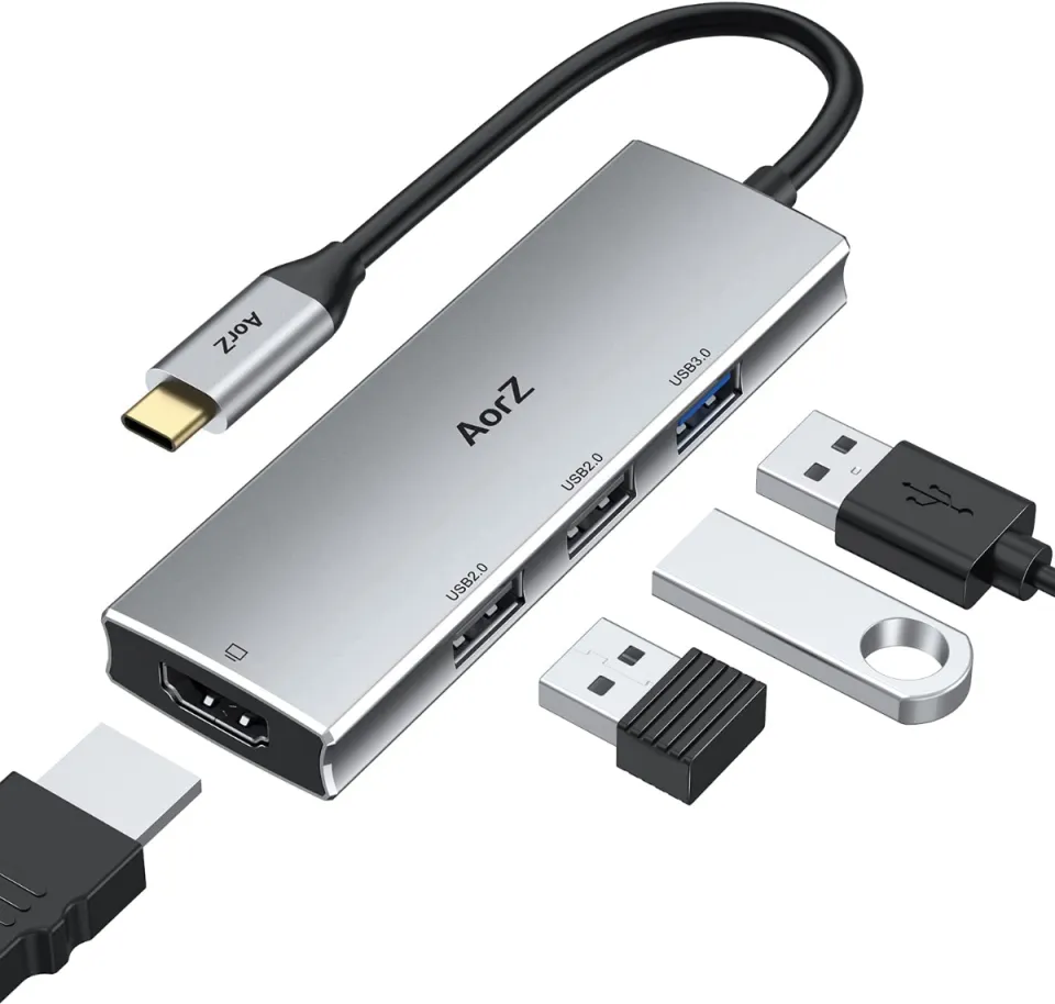 USB C to USB Hub 4 Ports , Aluminum USB-C [Thunderbolt 3] to USB 3.0 Hub ,  USB 3.0 Hub for MacBook Pro, Air, iPad Pro, Samsung Note 10 S9 