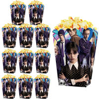 ภาพยนตร์วันพุธ Addams กล่อง Popcorn Birthday Party ตกแต่งบนโต๊ะอาหารแบนเนอร์บอลลูนฉากหลัง Baby Shower Party Supplies-zaldfjgnsdg