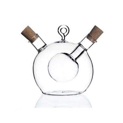 Olive Oil and Vinegar Dispenser 2 in 1 Kitchen Glass Bottle Oil and Vinegar Bottle with Cork Stopper