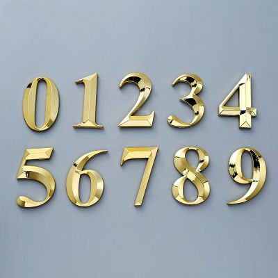 【LZ】❃  1PC 3D Gold Color Digits 0 to 9 Self Adhesive Door Sign Number Apartment Hotel Office Door Address Street Stickers Plate Label