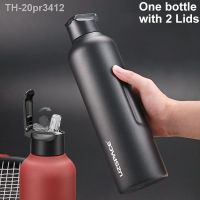 ☽◊▣ 20pr3412 27oz 34oz garrafa de água aço inoxidável com palha beber direto 2 tampas frascos vácuo isolado viagem portátil térmica subir