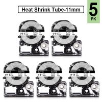 5PK 9/18mm SU5W SU11W for Epson Heat Shrink Tube Label Tape Black on White Fit Epson Label Printer Labelwork LWLW700 LW900P 600P