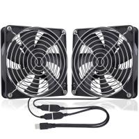 2021GDSTIME Dual 140mm USB Fan 5V Powered DC Brushless Axial Fans with 2 in 1 USB Cable for AV Receiver DVR Playstation Cooling