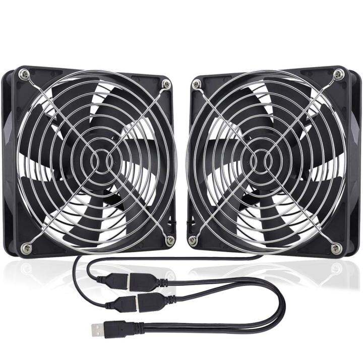 GDSTIME Dual 140Mm USB Fan 5V Powered DC Brushless Axial Fans With 2 In