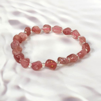 กำไลหินนำโชคแท้ สตรอเบอรี่ควอตซ์ ( strawberry quartz ) มีใบการันตี สินค้าถ่ายจากของจริง