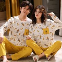 Autumn Couple Pajamas Sets Cartoon Men Sleepwear Leisure Cotton Plus Size Long Sleeve Women Homewear pijama Homme Mujer DropshipTH