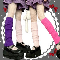 Lolita ขาอุ่นผู้หญิงถักถุงเท้ายาว Warm Foot Cover ญี่ปุ่น JK โครเชต์ถุงเท้า Boot Cuffs Leggings Gaiters เข่าถุงน่อง