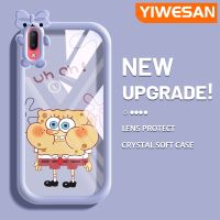 YIWESAN เคสสำหรับ VIVO Y93 Y93S เคส Y91C การ์ตูนน่ารัก SpongeBob แฟชั่นสีสันสดใสเคสโทรศัพท์กันกระแทกแบบใสนิ่มผูกโบว์ป้องกันเลนส์กล้องสัตว์ประหลาดน้อยสุดสร้างสรรค์เคสซิลิโคนใส