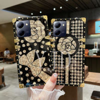 YJD Y27เคสสำหรับ Vivo หรูหราสีสันดอกไม้ขอบตรงกันกระแทกเคสโทรศัพท์