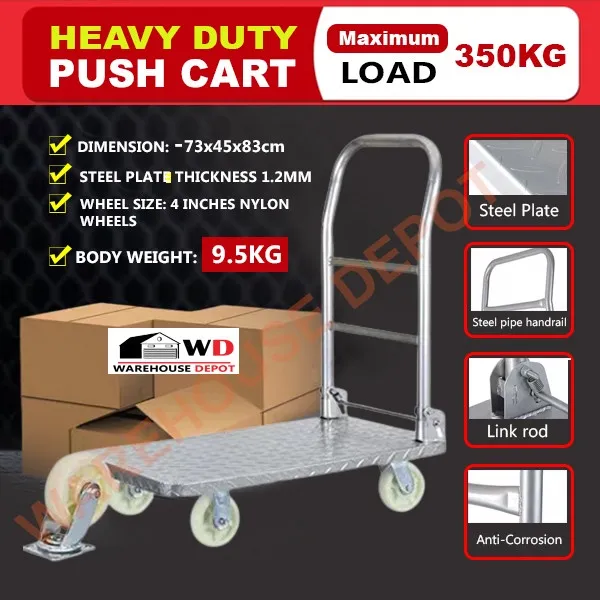 Heavy duty Push cart trolley Hand truck trolley cargo 250kg 300kg 400kg | Lazada PH