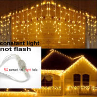 8m-48m Christmas Garland LED Curtain Icicle String Light 220V Droop 0.4-0.6m Mall Eaves Garden Stage Outdoor Fairy Lights