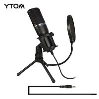 YTOM M1Lite PC Microphone with Mic Stand, Professional 3.5mm Jack Recording Condenser Microphone Compatible with PC, Laptop