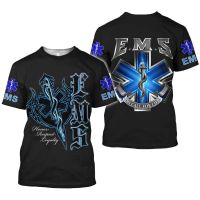 New 3D Printed EMS EMT Tee Shirts Fashion Mens Round Neck Casual Unisex Hip Hop Summer T-shirts Tops