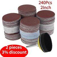 240Pcs 2Inch 50mm Sanding Discs Paper 60-3000 Grit Wet And Dry Flocking Sandpaper Round Shape Grinding Pad Polishing Sheets Cleaning Tools