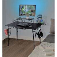 Atlantic Original Gaming Desk with 32 Monitor Stand Charging Station and Gaming Storage Black Carbon Fiber