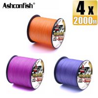 Ashconfish สายถัก4เส้น2000เมตรเอ็นตกปลาพีอี X4ถักเปียสาย2-100LB สีส้มสีม่วงสีชมพู